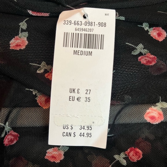 Hollister black mesh roses bodysuit- size medium - Picture 6 of 7